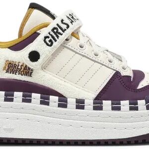 Purple and White Platform Sneakers with Chunky Sole
